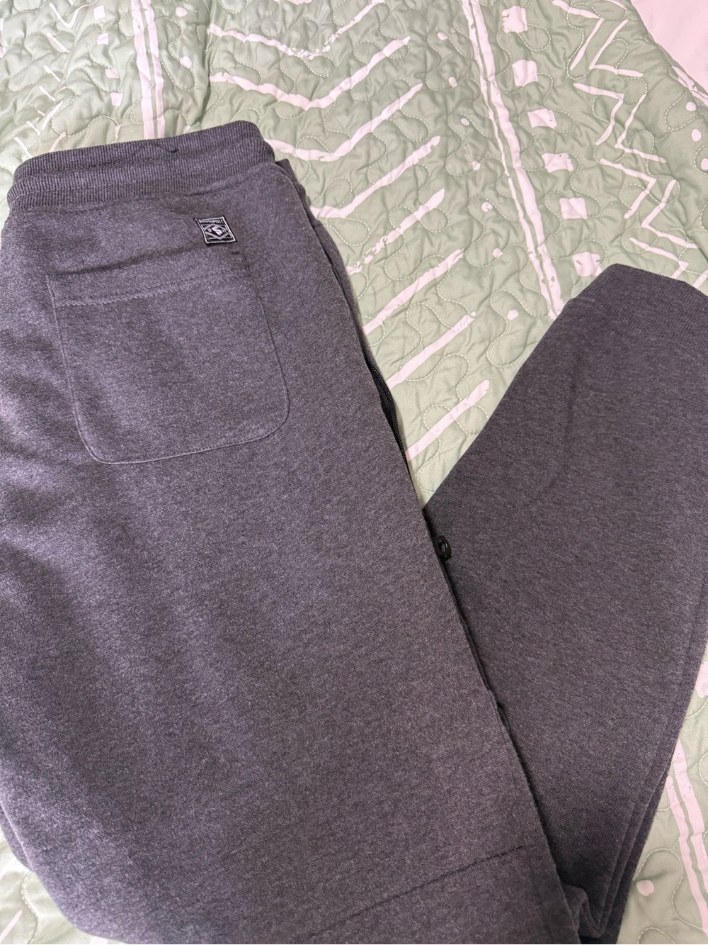 Men's Charcoal Knit Fleece Joggers with Back Patch Pocket
